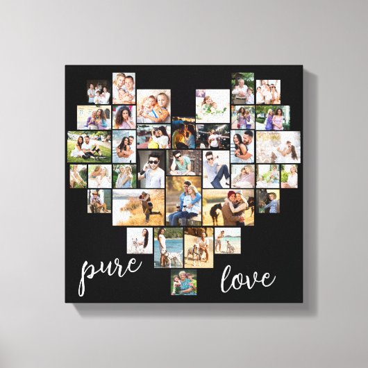 Pure Love Heart Shaped Photo Collage Small Square Canvas Afdruk (Voorkant)