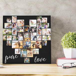 Pure Love Heart Shaped Photo Collage Small Square Canvas Afdruk