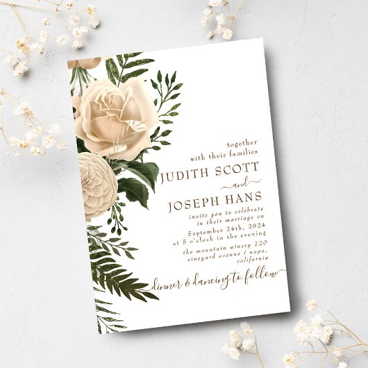 Pure Love Roos Wedding Invitation Sjabloon Kaart