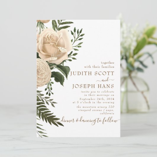 Pure Love Roos Wedding Invitation Sjabloon Kaart (Staand voorkant)