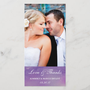 Pure Love / Watercolor Wedding Foto Kaart / Violet