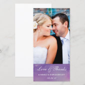 Pure Love / Watercolor Wedding Foto Kaart / Violet (Voorkant / Achterkant)