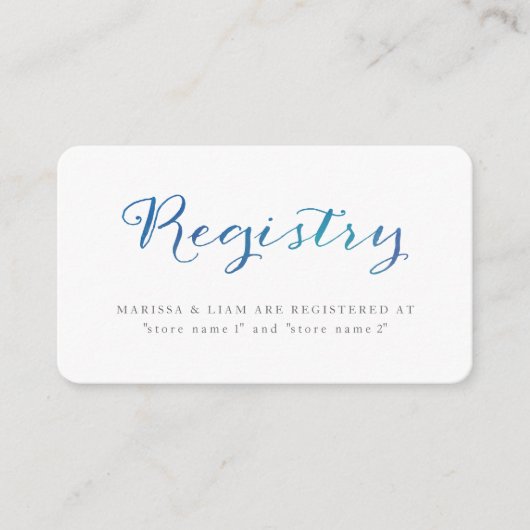 Pure Love Waterverf Registry Kaarten / Ocean Blue (Voorkant)