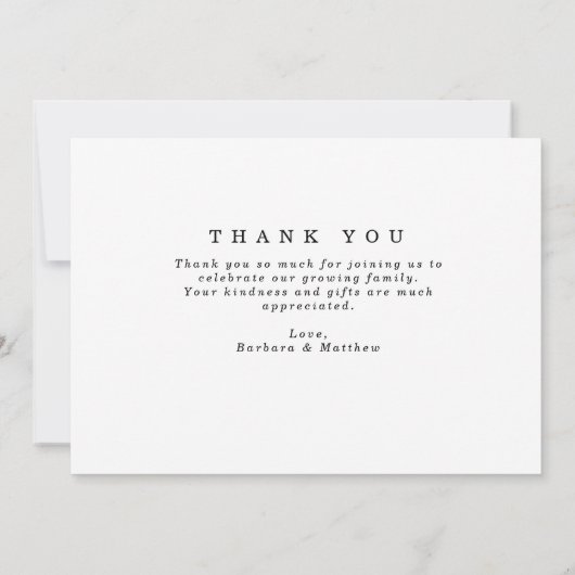 Pure minimalistische foto Baby shower dank u Bedankkaart (Achterkant)