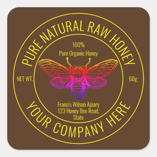 Pure Natural Honey Label Sticker (Voorkant)