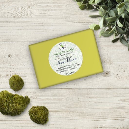 Pure Olijfolie Handgemaakte Zelfgemaakte Bad & Bod Ronde Sticker