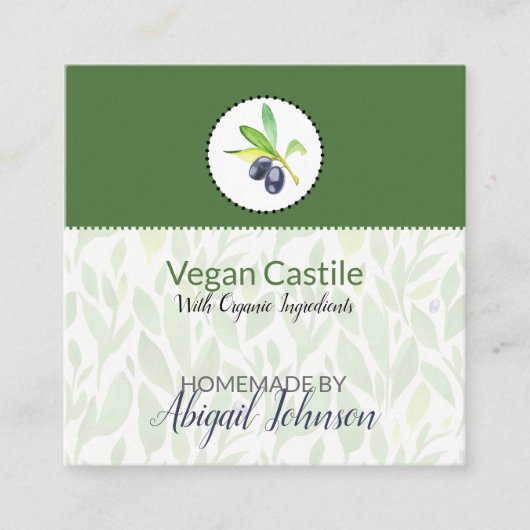 Pure Olijfolie Zelfgemaakte Bad & Lichaam Label |  (Voorkant)