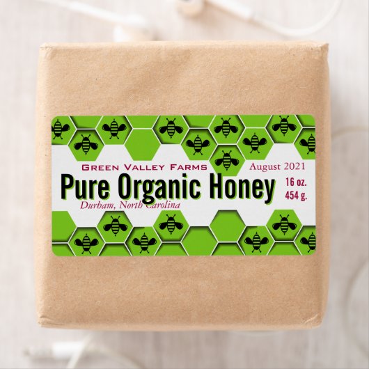 Pure Organic Honey Jar Personalized Etiket (Insitu)