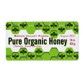 Pure Organic Honey Jar Personalized Etiket (Voorkant)