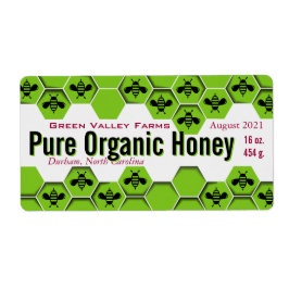 Pure Organic Honey Jar Personalized Etiket