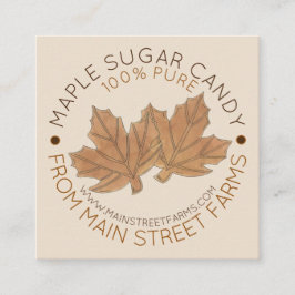 Pure Organic Maple Sugar Snoep Vermont Maine Vierkante Visitekaartje