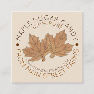 Pure Organic Maple Sugar Snoep Vermont Maine Vierkante Visitekaartje