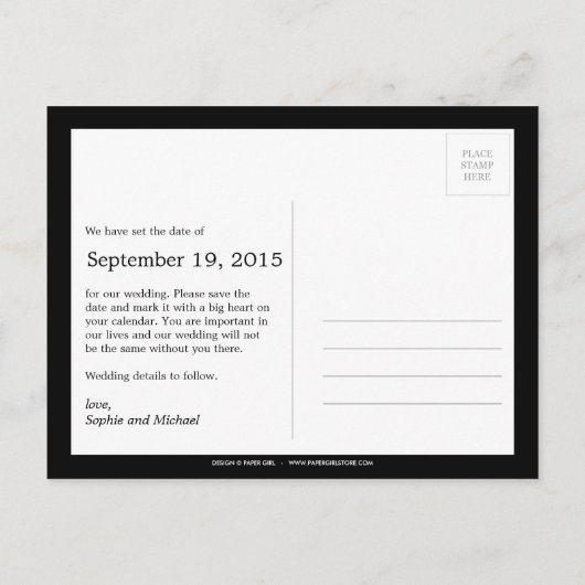 Pure Overlay Save the Date Briefkaart - Cream (Achterkant)