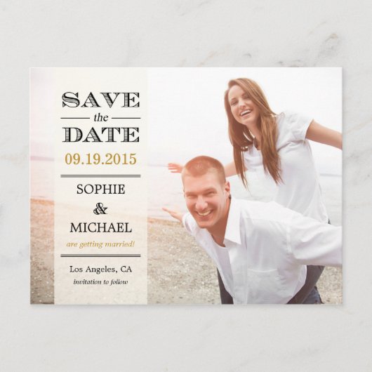 Pure Overlay Save the Date Briefkaart - Cream (Voorkant)