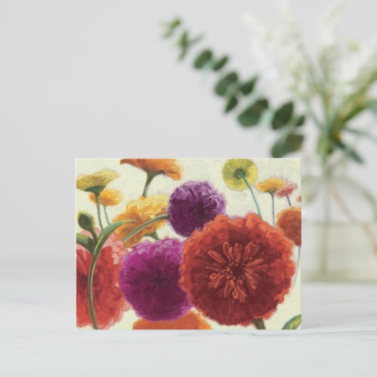 Pure Palette Zinnias Briefkaart (Staand voorkant)