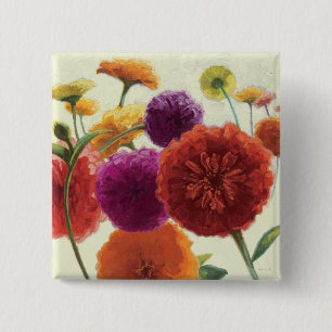 Pure Palette Zinnias Vierkante Button 5,1 Cm