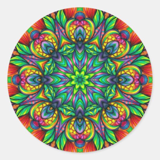 Pure Paradise Mandala Ronde Sticker (Voorkant)