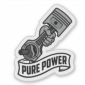 Pure Power Piston Biker Hand Motorfiets Vinyl Sticker (Voorkant)