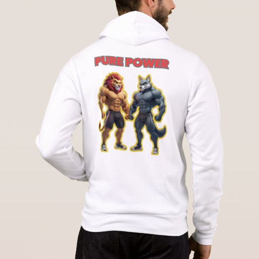 Pure Power – Strong Animal Muscle Cartoon Design Hoodie (Achterkant)