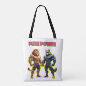 Pure Power – Strong Animal Muscle Cartoon Design Tote Bag (Achterkant)
