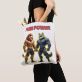 Pure Power – Strong Animal Muscle Cartoon Design Tote Bag (Dichtbij)