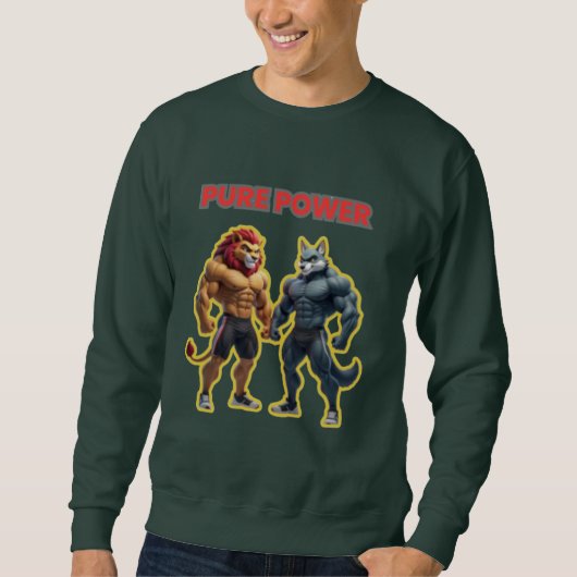 Pure Power – Strong Animal Muscle Cartoon Design Trui (Voorkant)