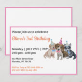 Pure Puppy | Dogs Theme Boy First Birthday Party Kaart (Voorkant / Achterkant)