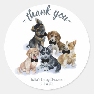 Pure Puppy | Elegant Cute Baby shower Hartelijk da Ronde Sticker