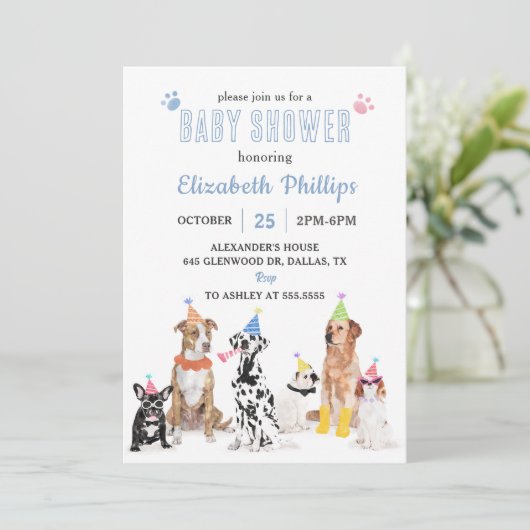 Pure Puppy Elegant Schattige Baby shower Party Kaart (Staand voorkant)