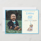 Pure Puppy 🐶 Labrador Eerste Verjaardag Party Fot Kaart (Voorkant)