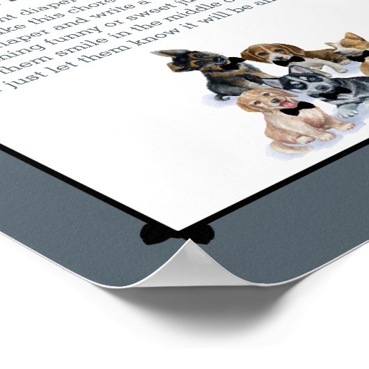 Pure Puppy | Late Night Diapers Baby shower Game Poster (Hoek)