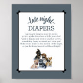 Pure Puppy | Late Night Diapers Baby shower Game Poster (Voorkant)