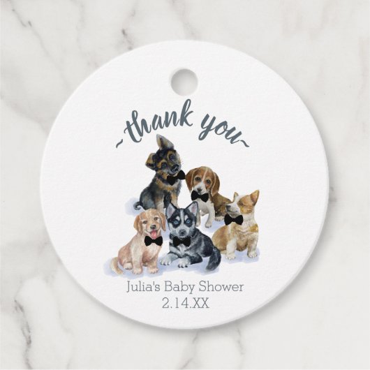 Pure Puppy | Zwart Stropdas Elegant Cute Baby show Bedankjes Labels (Voorkant)