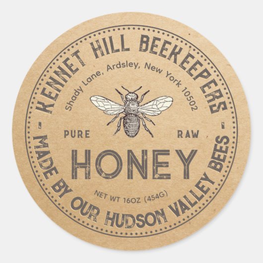 Pure rauwe honing label kraft franse bij (Voorkant)