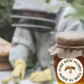 PURE RAUWE HONINGBIJ Honingraat en Hart Ronde Sticker