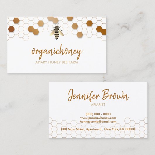Pure rauwe honingbijen Apiary Honeycomb Visitekaartje (Voorkant / Achterkant)