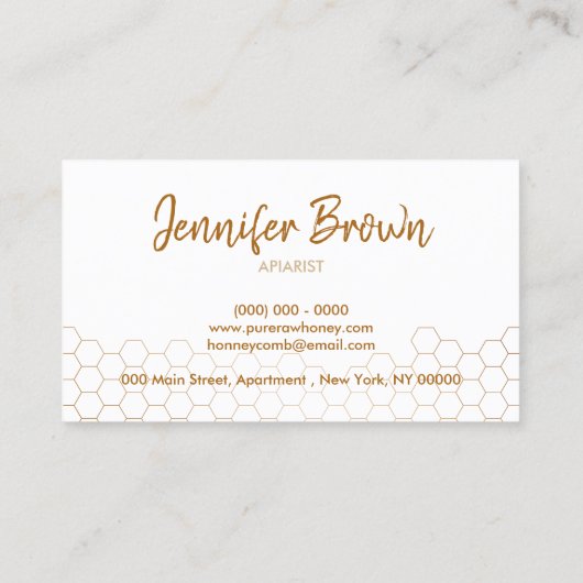 Pure rauwe honingbijen Apiary Honeycomb Visitekaartje (Achterkant)