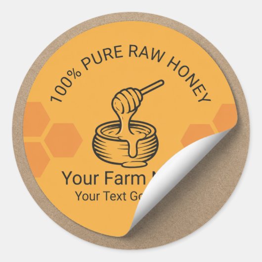 Pure Raw Honey Boerderij Label (Voorkant)