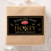 Pure Raw Honey Label Black and Gold Red Flower Bee (Insitu)
