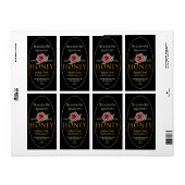 Pure Raw Honey Label Black en Gold met Roos (Full Sheet)