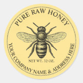 Pure Raw Honey Round Product Label Sticker (Voorkant)