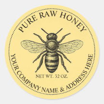Pure Raw Honey Round Product Label Sticker