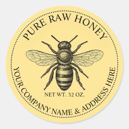 Pure Raw Honey Round Product Label Sticker (Voorkant)