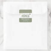Pure Raw Honey Schattige Bee Crossing Gold Honingr Vierkante Sticker (Tas)