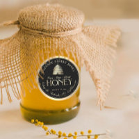 Pure Raw Local Honey Gold Skep Zwart Gouden Rand