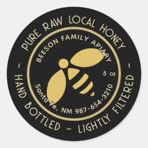 Pure Raw Lokaal Honing Label Gold Bee Zwart
