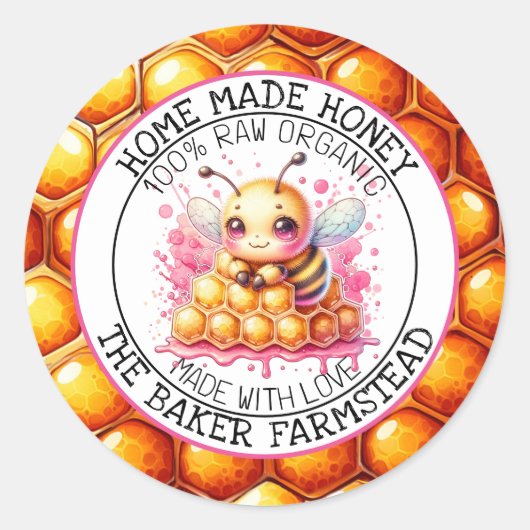 Pure Raw Organic Honey Gemaakt met Love Food Label (Voorkant)