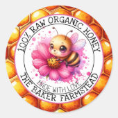 Pure Raw Organic Honey Gemaakt met Love Food Label (Voorkant)