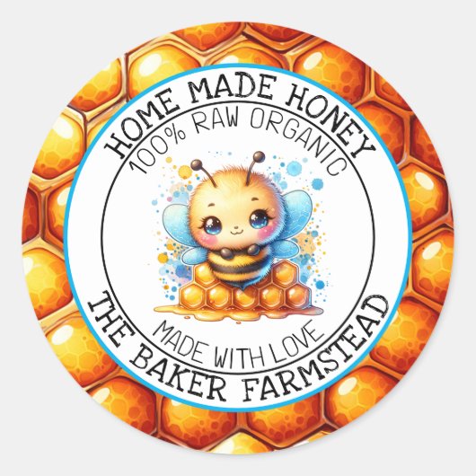 Pure Raw Organic Honey Gemaakt met Love Food Label (Voorkant)