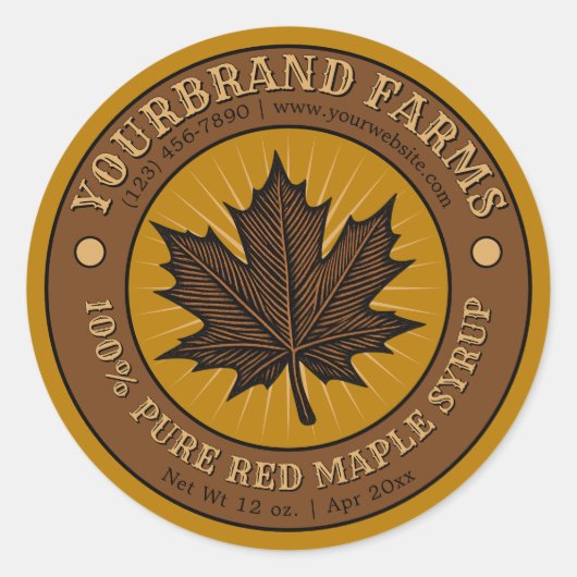 Pure Red Maple Syrup Label Sjabloon (Voorkant)